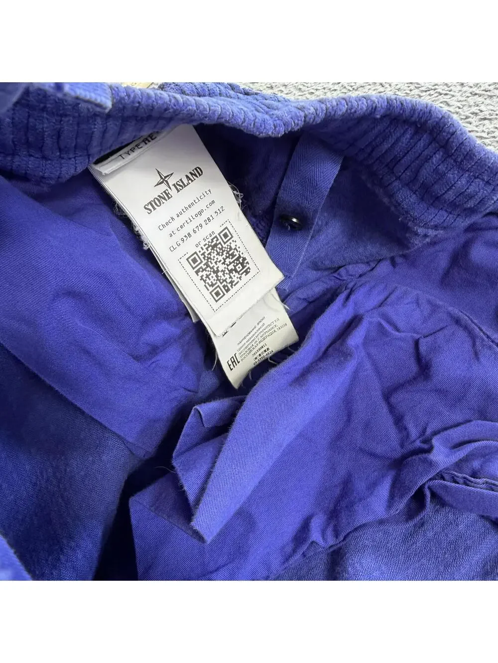 Stone Island Blue Corduroy Cargo Pants W38 Drawstring Wide Wale Made In Romania